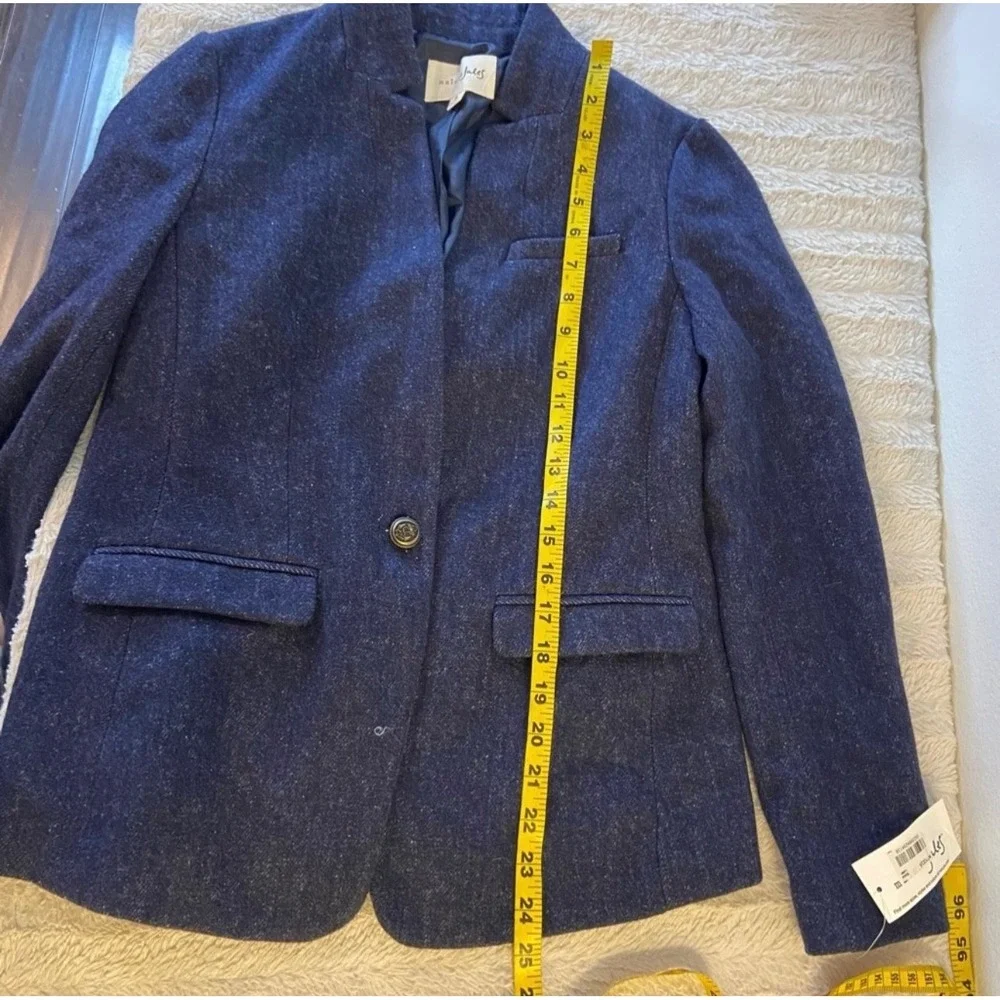 Maison Jules Women's 2 Wool Blend Blazer‎ Blue Button Front New
